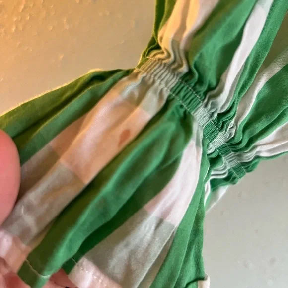 Who What Wear Green and White Puff Sleeve Blouse - Picture 4 of 4